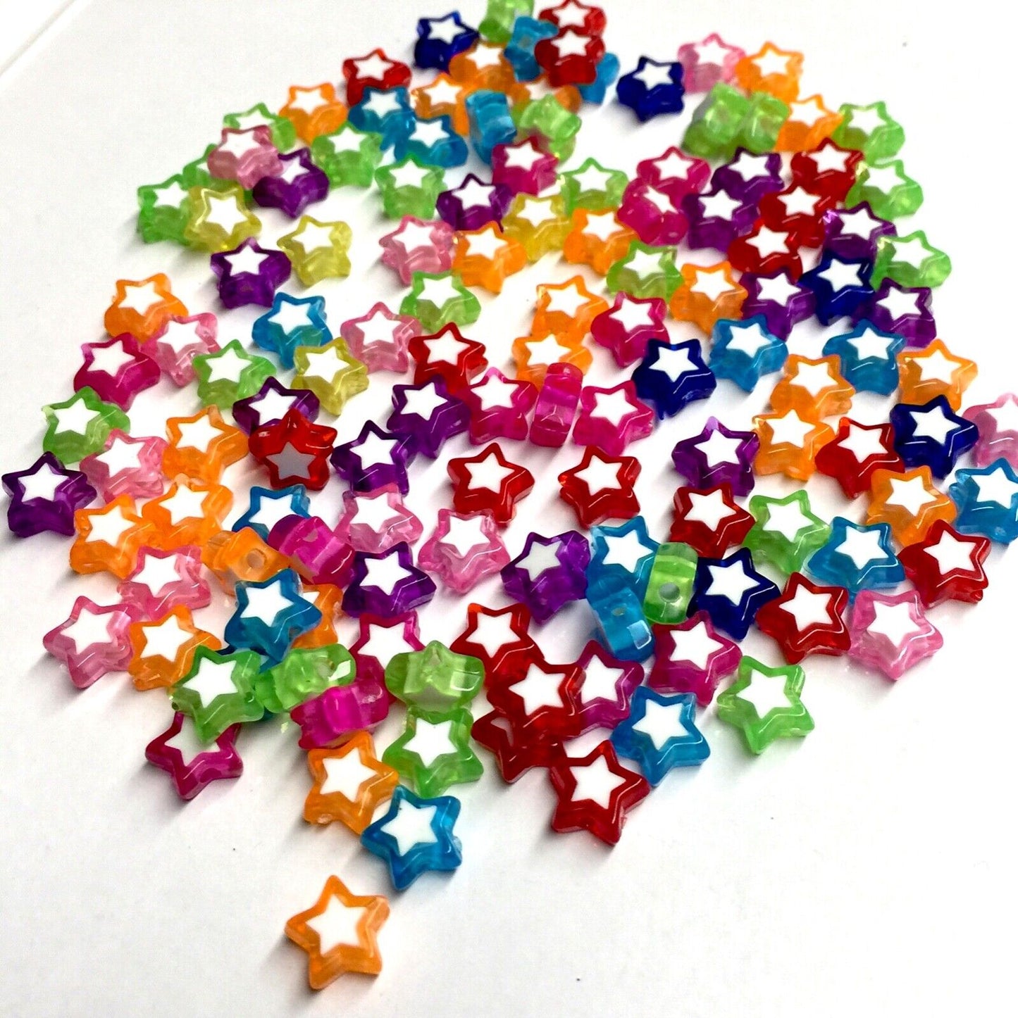 100x Mix Coloured Star Shaped Beads - Pick Your Style