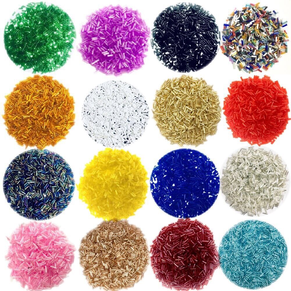 1100+ Bugle Glass 6.5-7.5mm Tube Seed Beads - Choose Your Colour