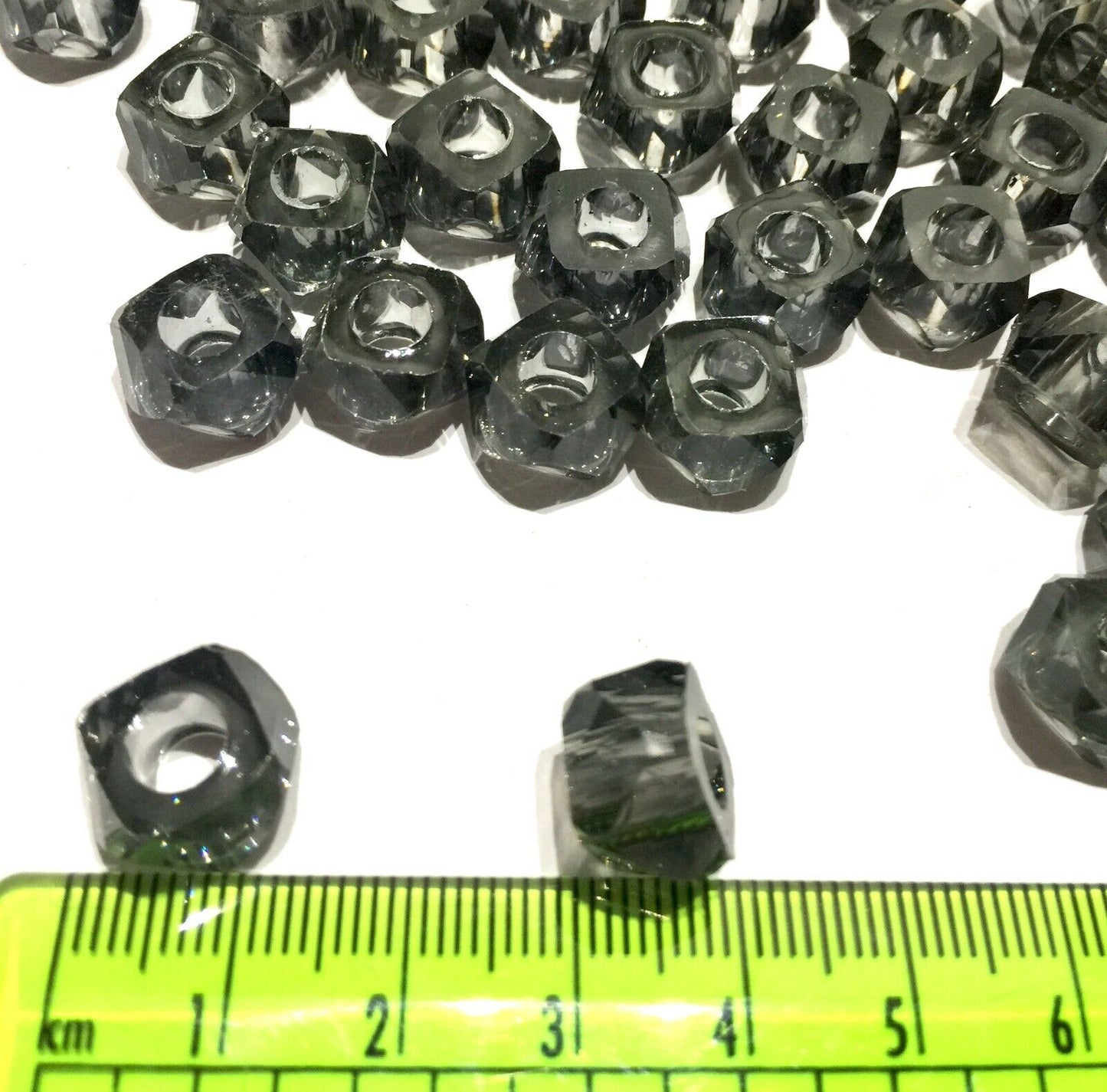25x Large Hole Faceted 8MMx13mm Acrylic Beads for Jewellery Making