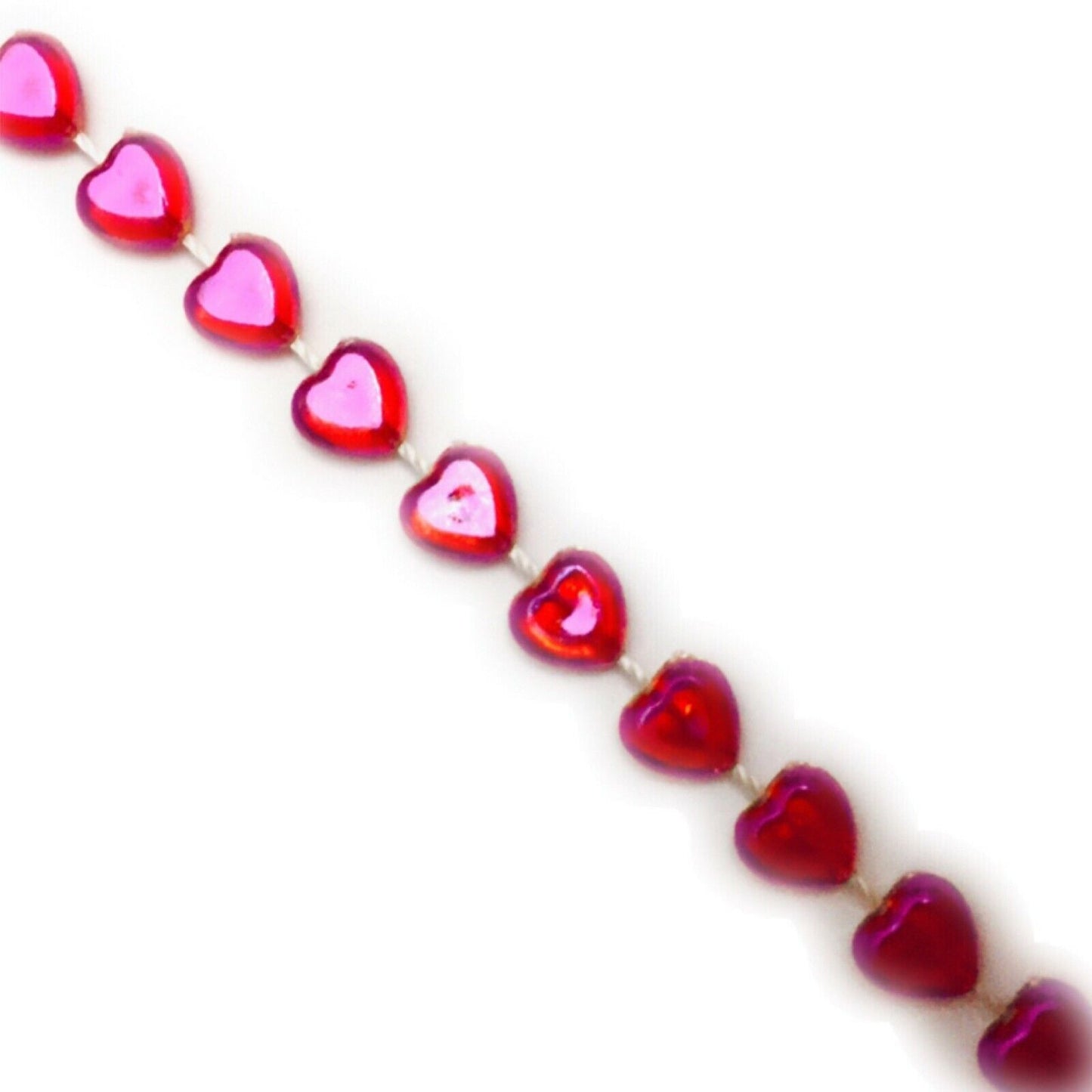 2x yards 6mm Strung Acrylic Mini Heart Beads Trimmings - 2 Colours to Pick