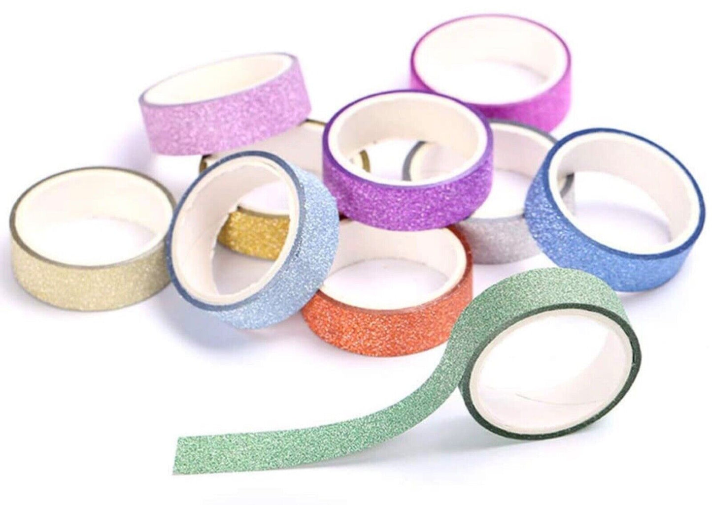 6x Roll Multi Colour 3mtrs 15mm Glitter Washi Tape - Pick Your Colour