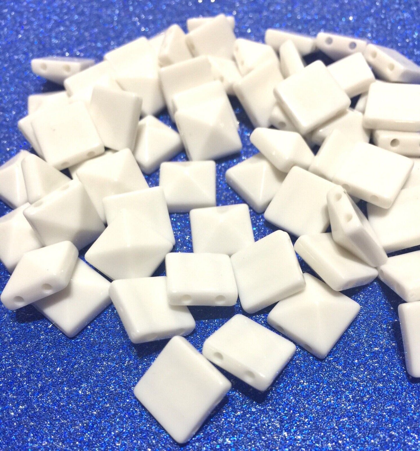 100x Pyramid 10x10mm 2 Hole Flat Back Acrylic Beads for Crafting -Pick Ur Colour