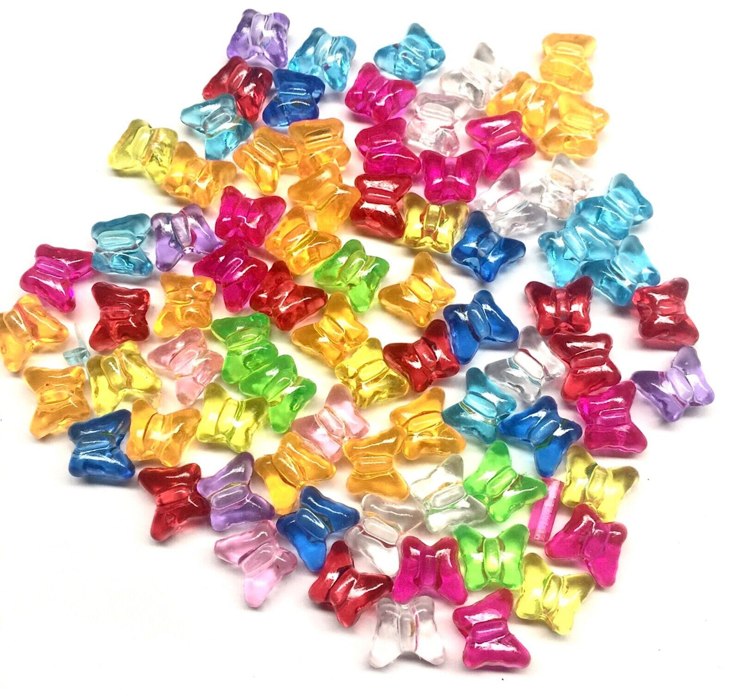 100x Large Hole Crystal Acrylic Multicolour Beads - Choose your Shape