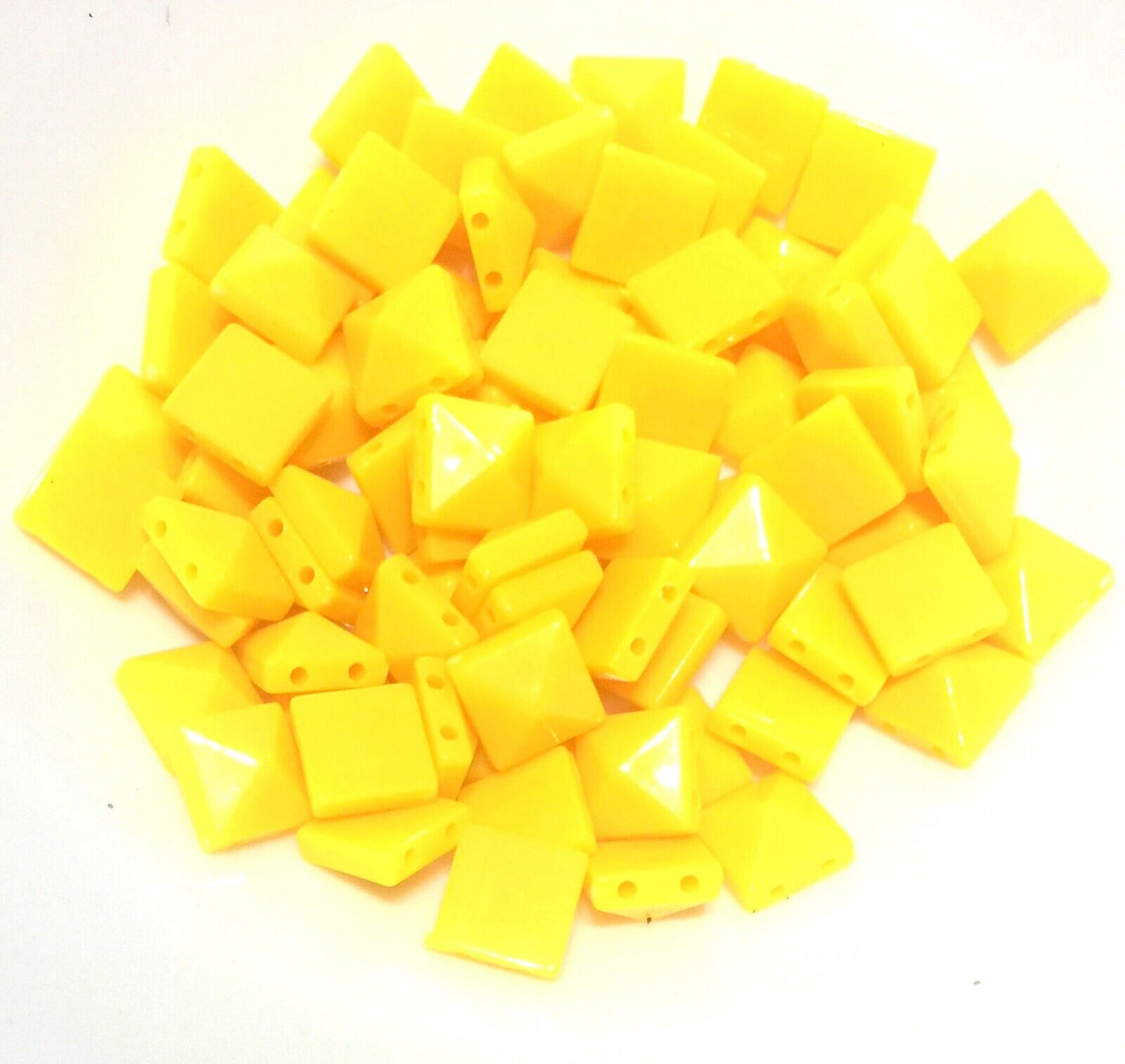 100x Pyramid 10x10mm 2 Hole Flat Back Acrylic Beads for Crafting -Pick Ur Colour