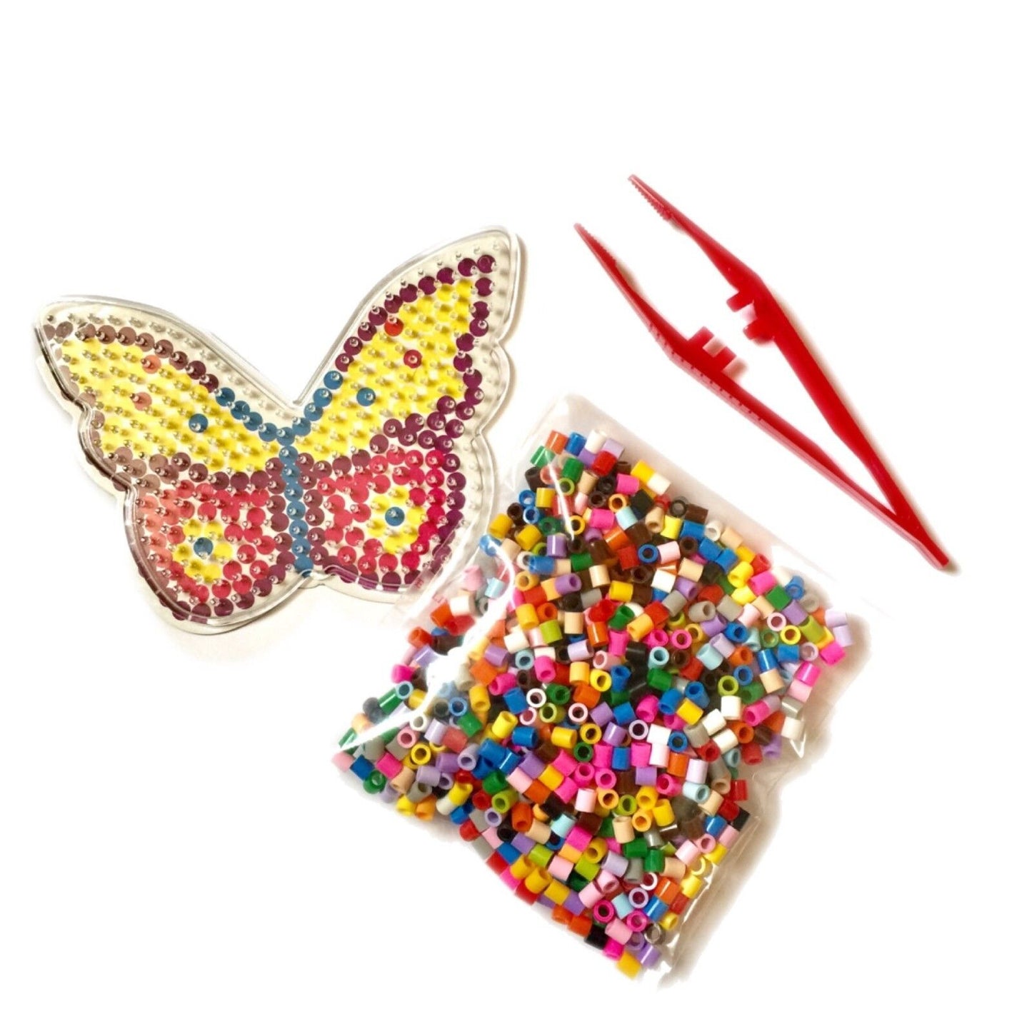 1x Set Mix Design Perler Peg Boards + 500x Multi Colour 5mm Iron On Fuse Beads B