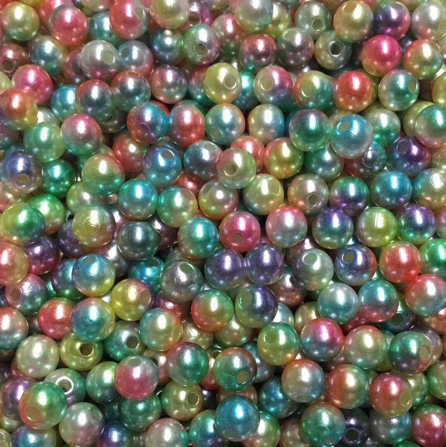 150x 6mm Rainbow Mermaid Faux Pearl Beads for Jewellery Craft Making