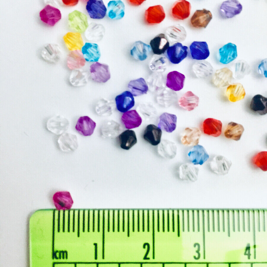 1000pcs Multi Colour Small 4mm Acrylic Bicone Beads
