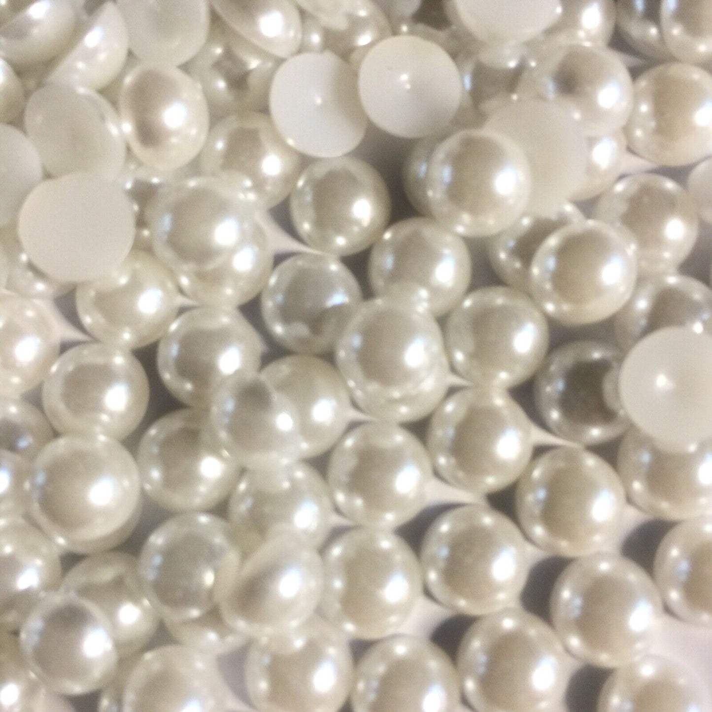 200x Half Pearl 8mm Flat-back Resin Beads - Choose Your Colour