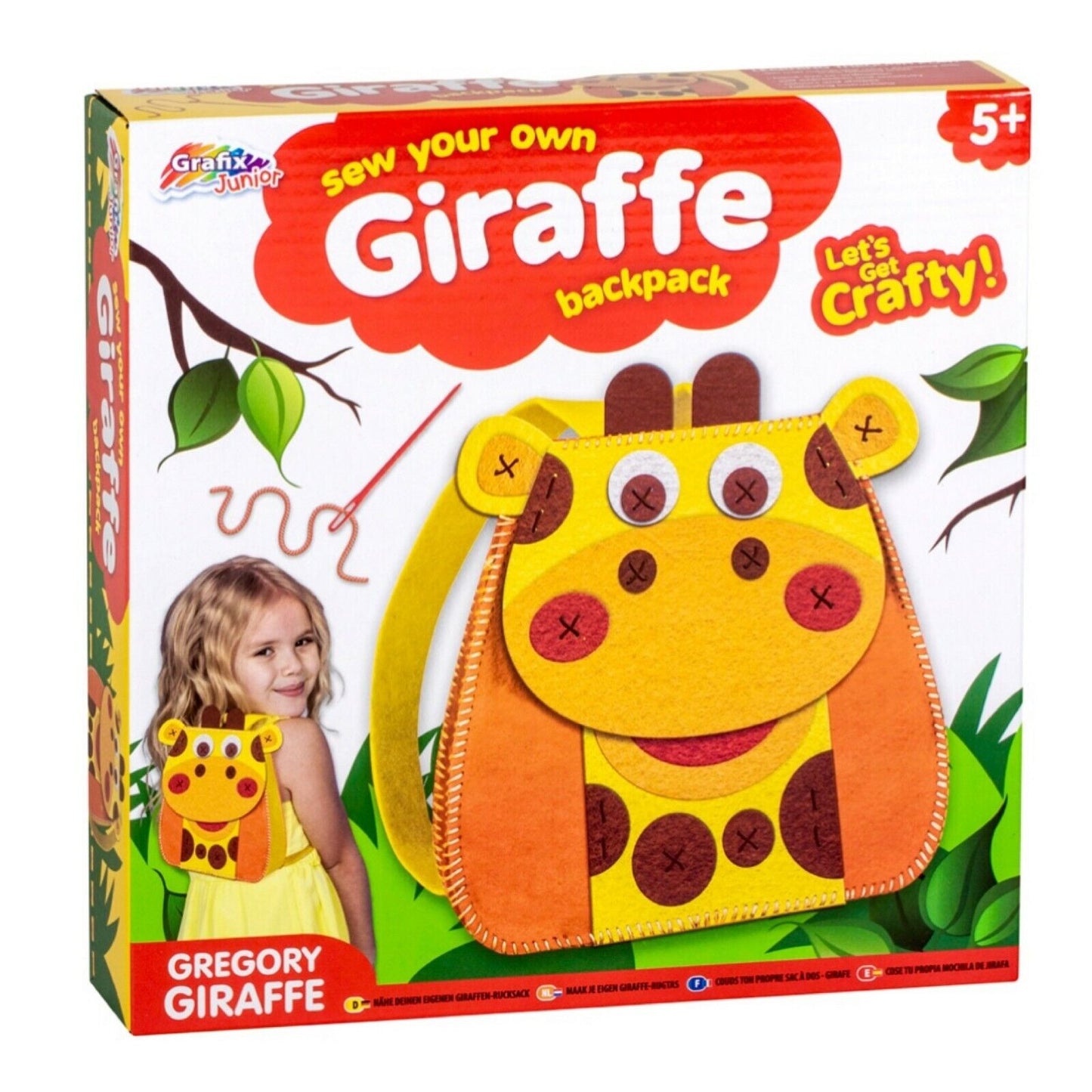 Sew and Make Your Own Animal Backpack DIY Kit - Choose Giraffe or Hippo