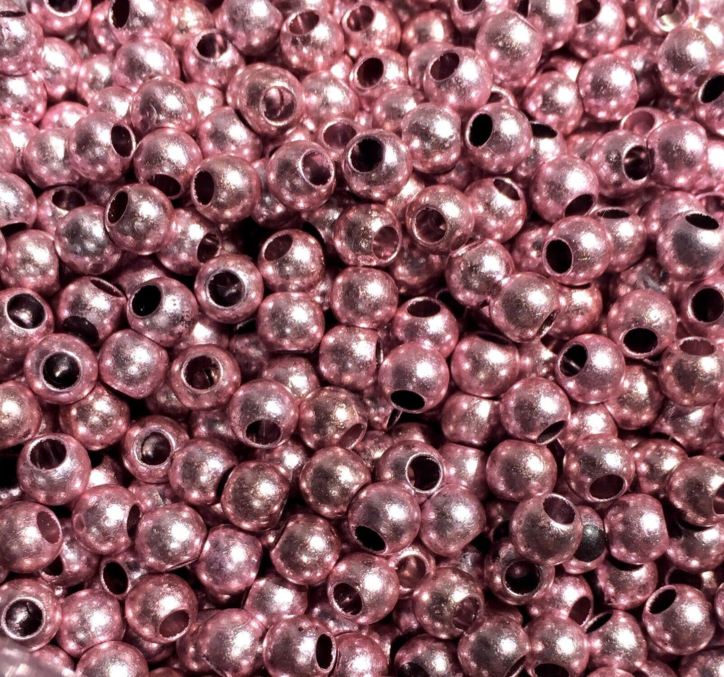 150x Large Hole 6mm Metallic Acrylic Spacer Beads for Jewellery Making
