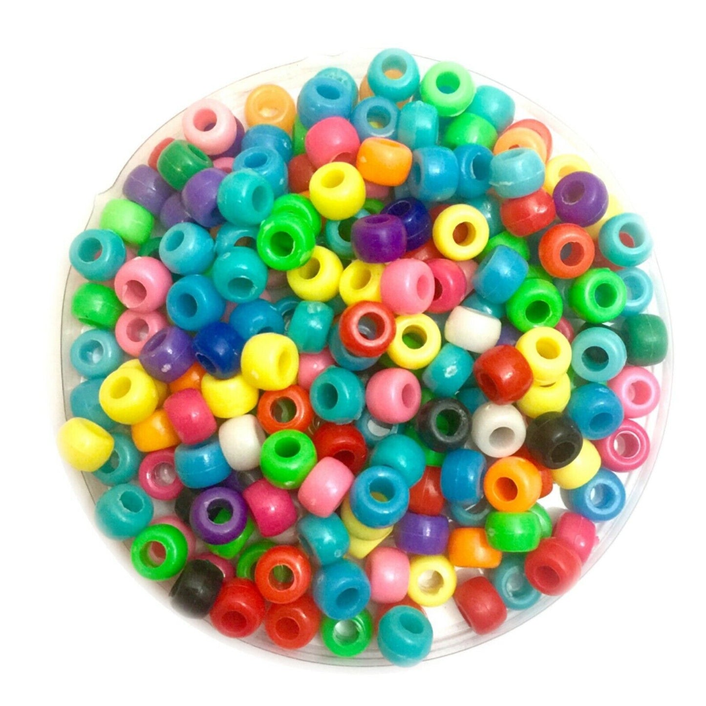 200x Mix Coloured Acrylic Pony Beads - Choose Between Glitter, Opaque, Metallic