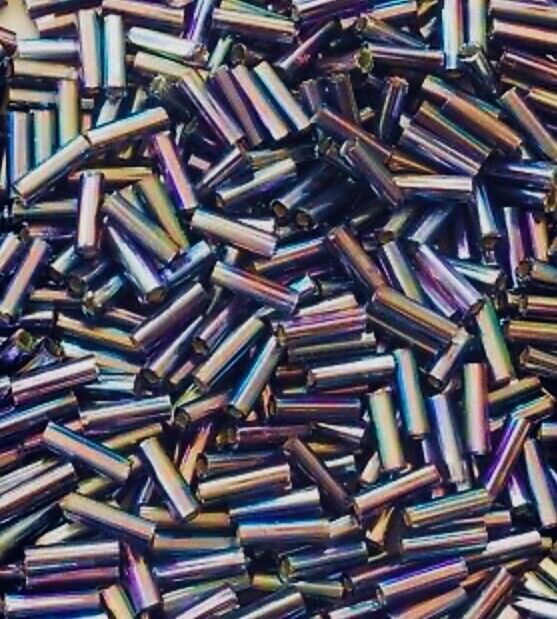 1400+ Bugle Glass Tube 6.5-7.5mm Seed Beads - Choose Your Colour