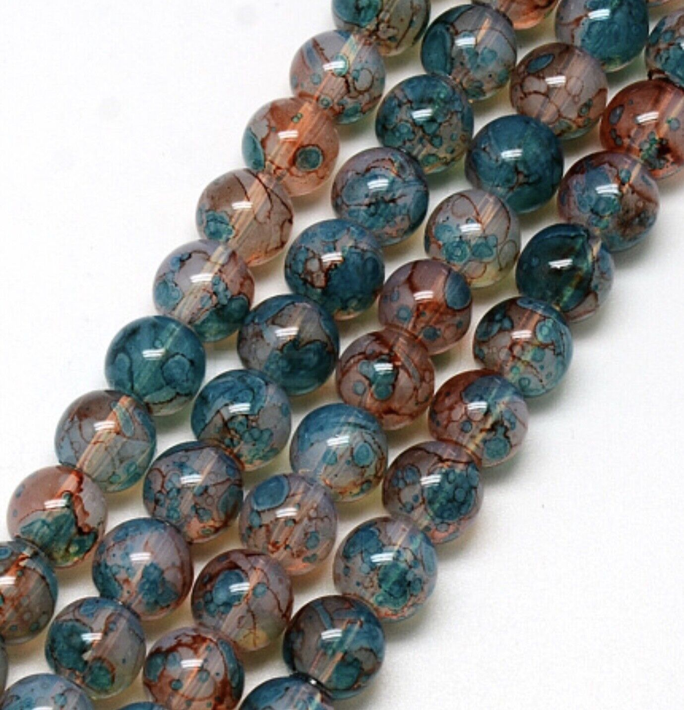 130 pcs 1x Strand Baking Painted 6mm Glass Beads for Jewellery Making Craft