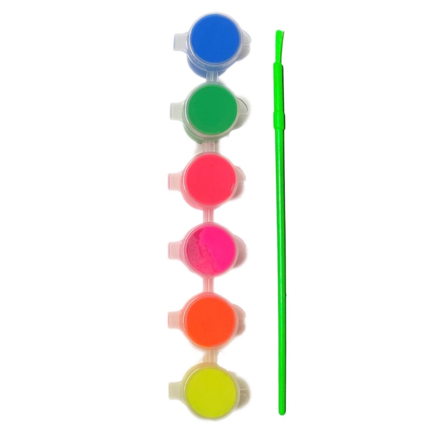 1x Set of 6 Mini Acrylic Paint Pots with Brush - 9 Colour Sets to Choose