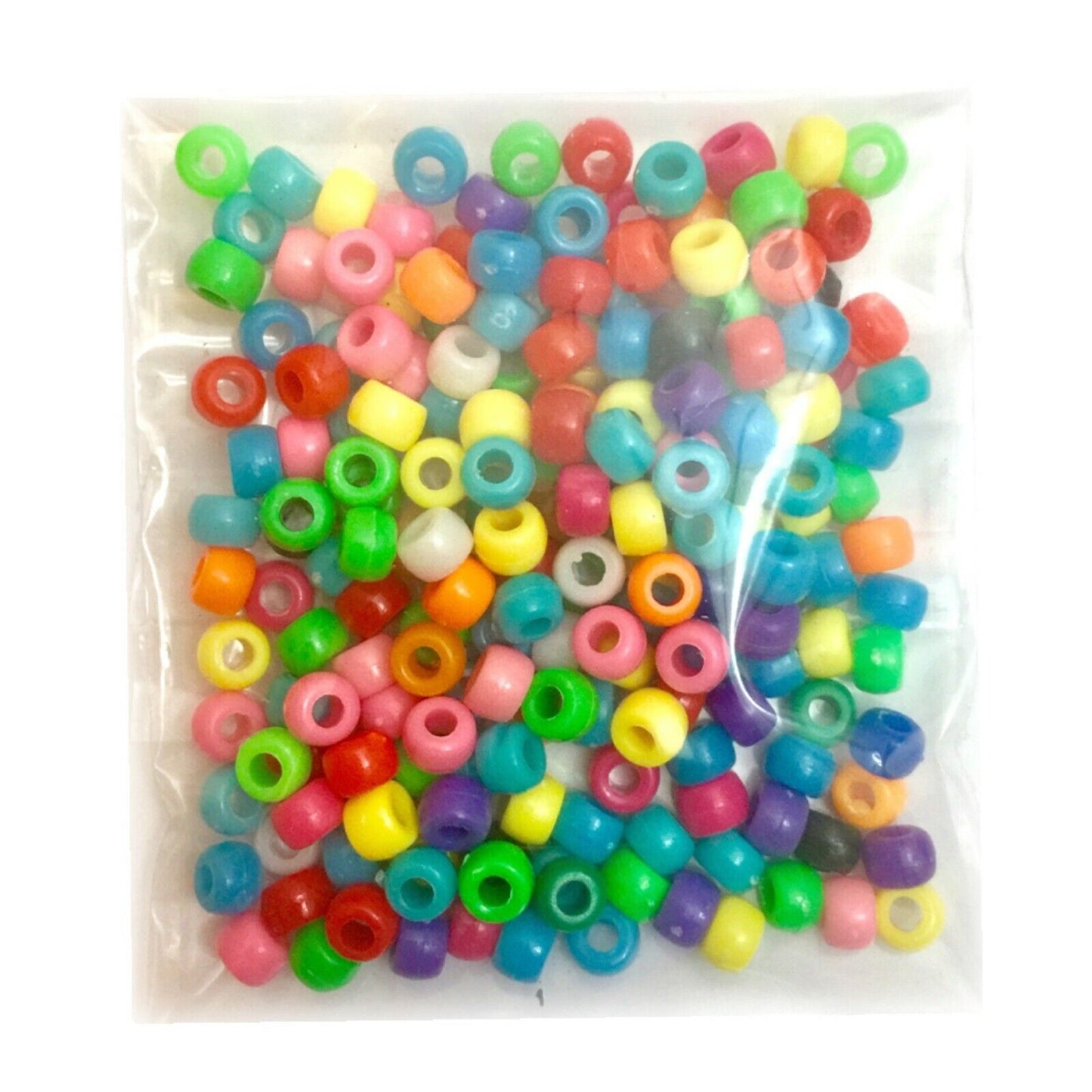 200x Mix Coloured Acrylic Pony Beads - Choose Between Glitter, Opaque, Metallic