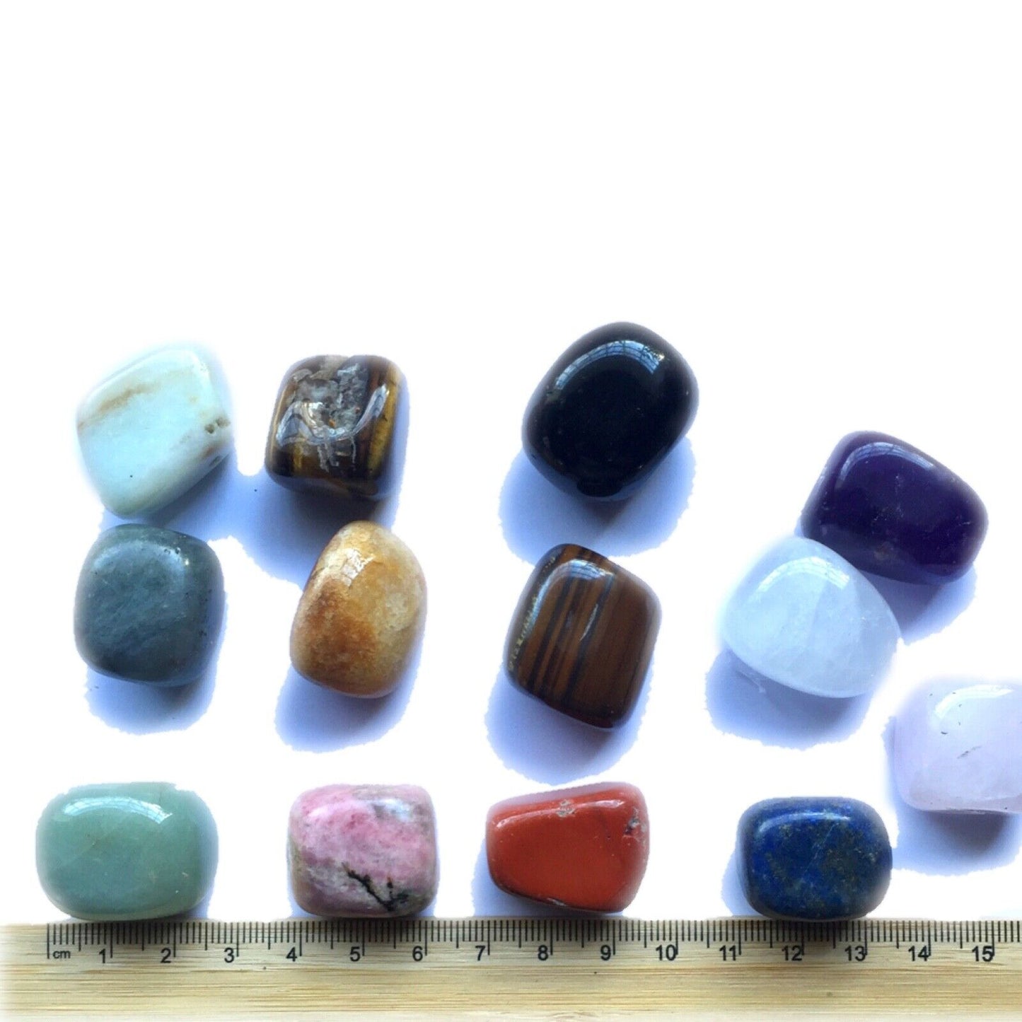 7pc Small or Large Chakra Crystals Natural Semi Precious Tumble Gemstone + Grid