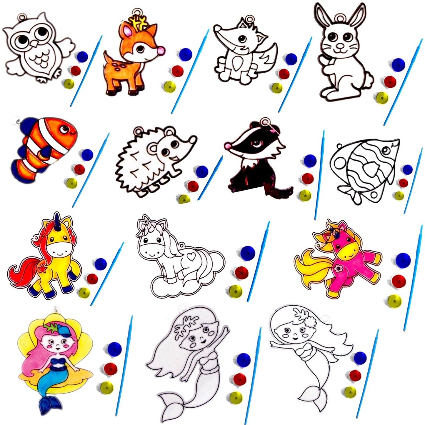 1x Cute Animals or Mythical Creatures Paint Your Own Suncatcher DIY Kit