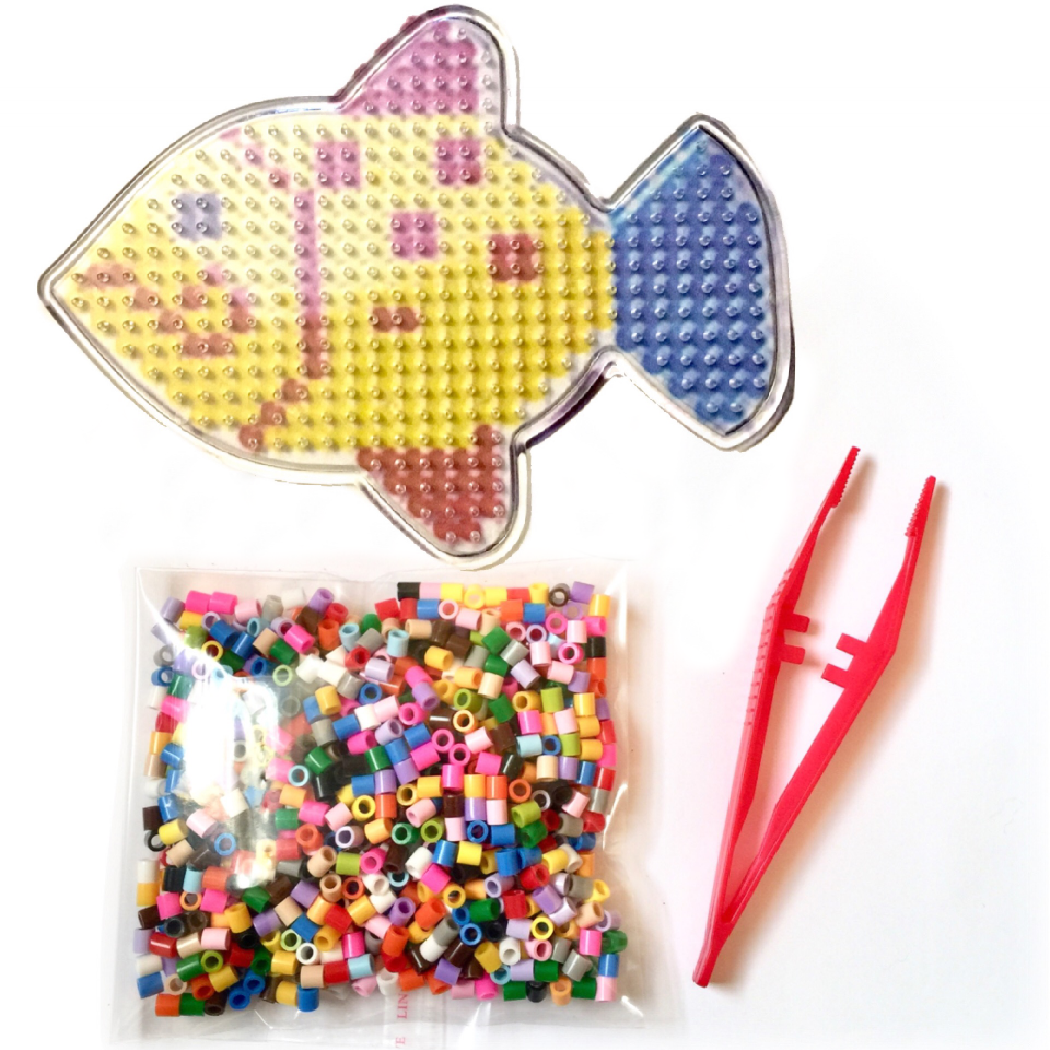 1x Set Mix Design Perler Peg Boards + 500x Multi Colour 5mm Iron On Fuse Beads B