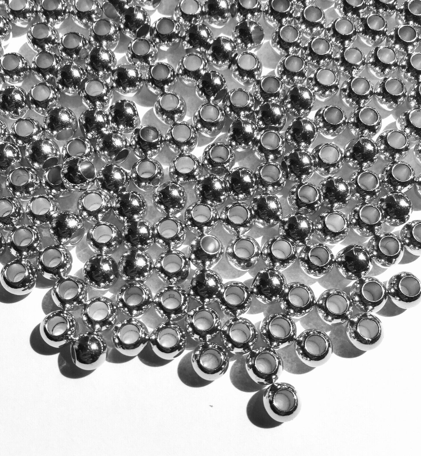 150x Large Hole 6mm Metallic Acrylic Spacer Beads for Jewellery Making