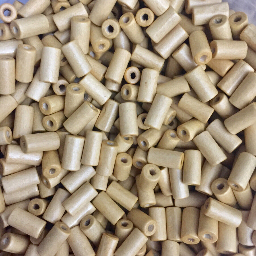 100x Wooden Tube Beads - Choose Your Colour