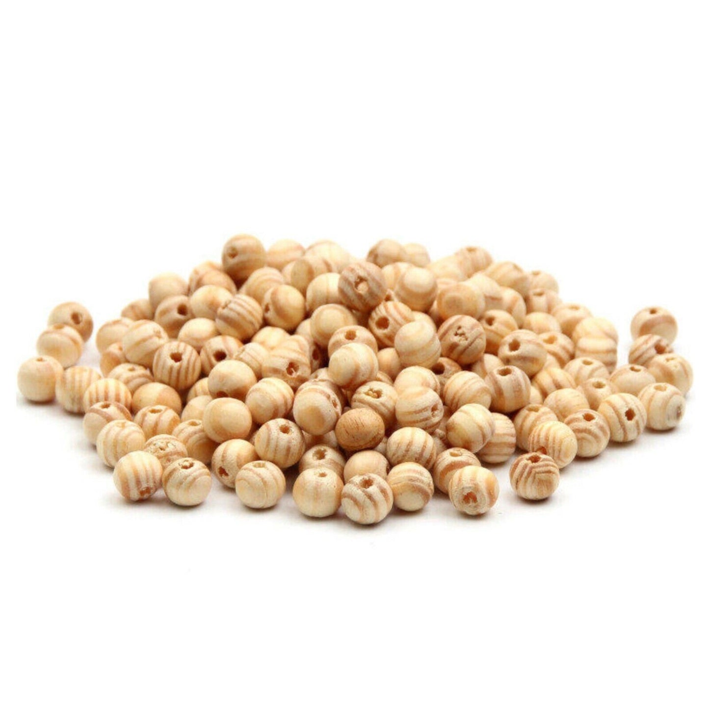 100x Round Wooden 8mm-10mm Beads - Choose Your Colour and Size
