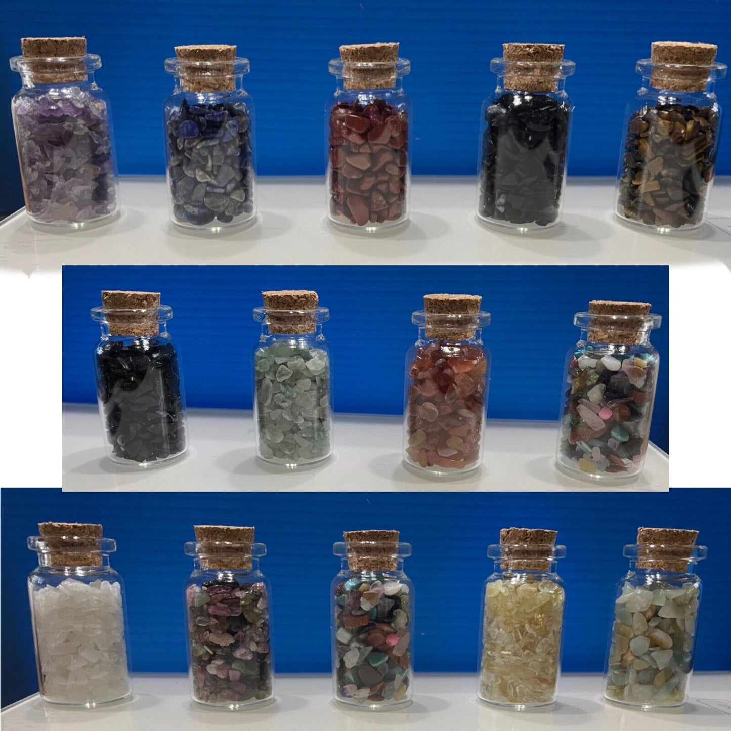 1x Wishing Bottle with Natural Stone Gemstone Chakra Crystal Chips Nuggets