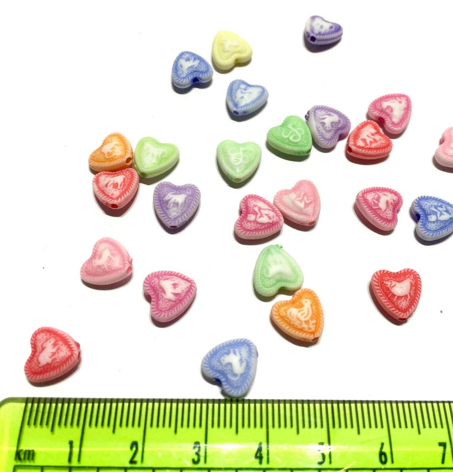 100x Heart Shape and Heart Design Acrylic Spacer Beads - Pick Your Style
