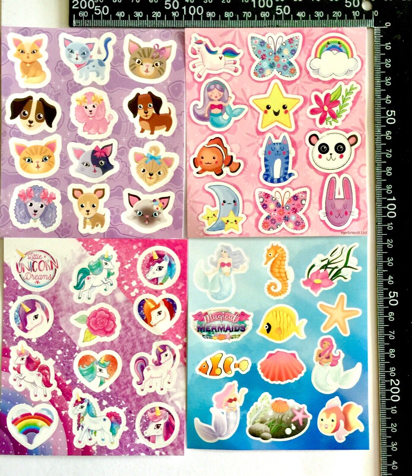6x Sheets Cute Cartoon Stickers for Craft and Party Favours