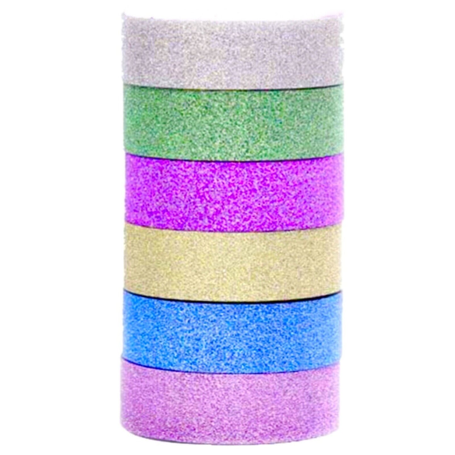 6x Roll Multi Colour 3mtrs 15mm Glitter Washi Tape - Pick Your Colour