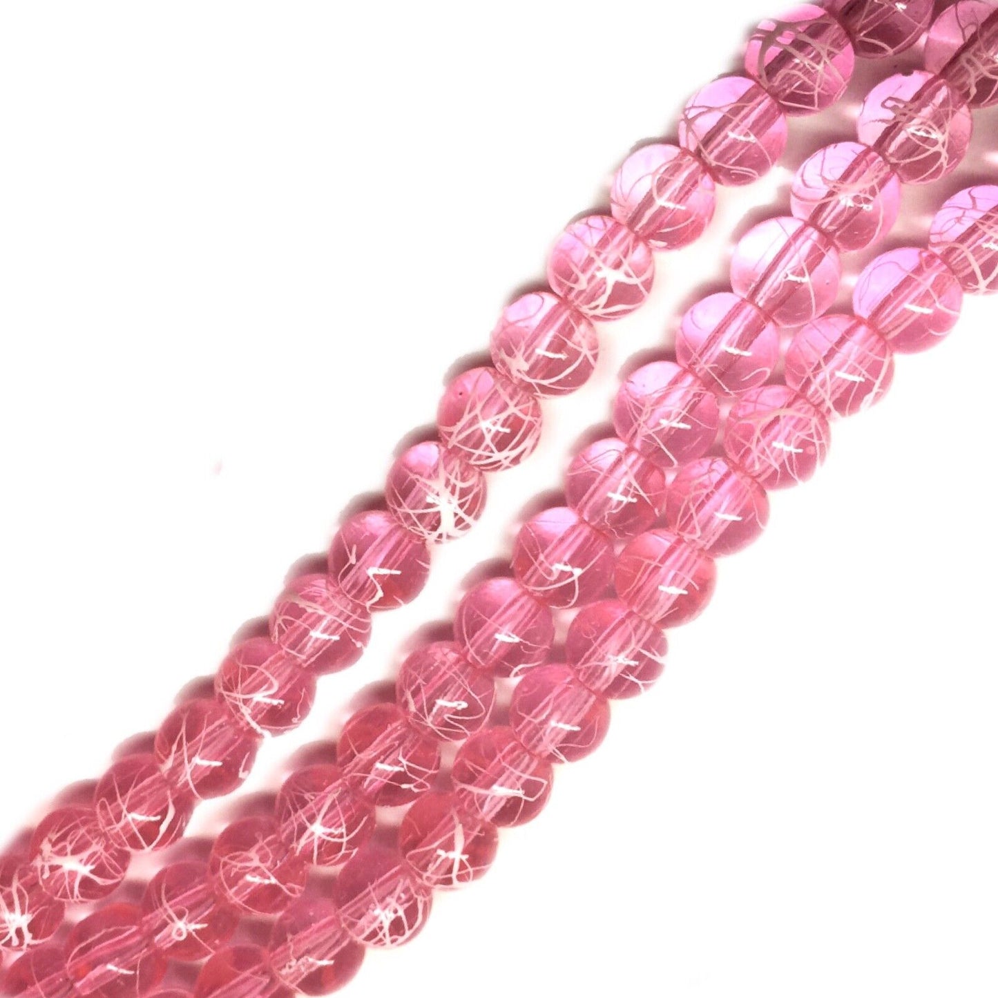 130 pcs 1x Strand Drawbench Painted 6mm Glass Beads for Jewellery Making Craft