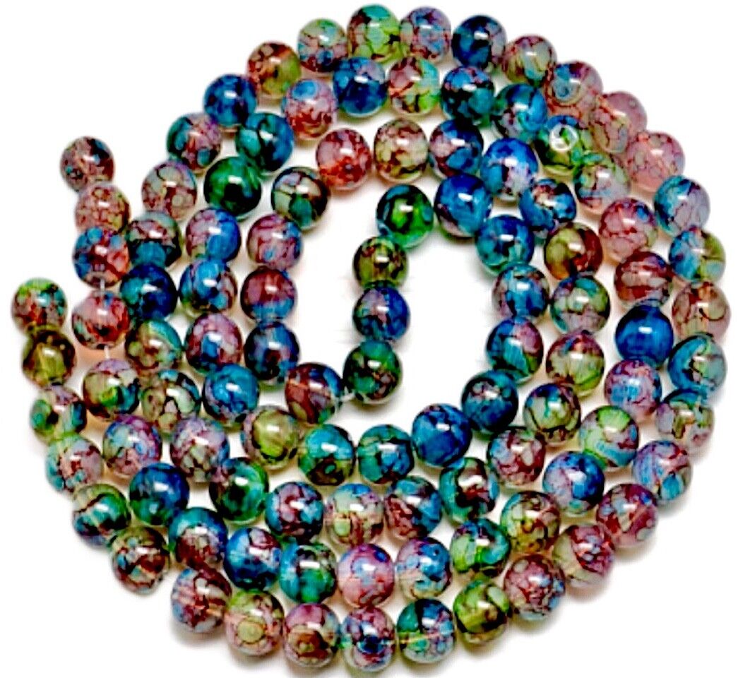 130 pcs 1x Strand Baking Painted 6mm Glass Beads for Jewellery Making Craft