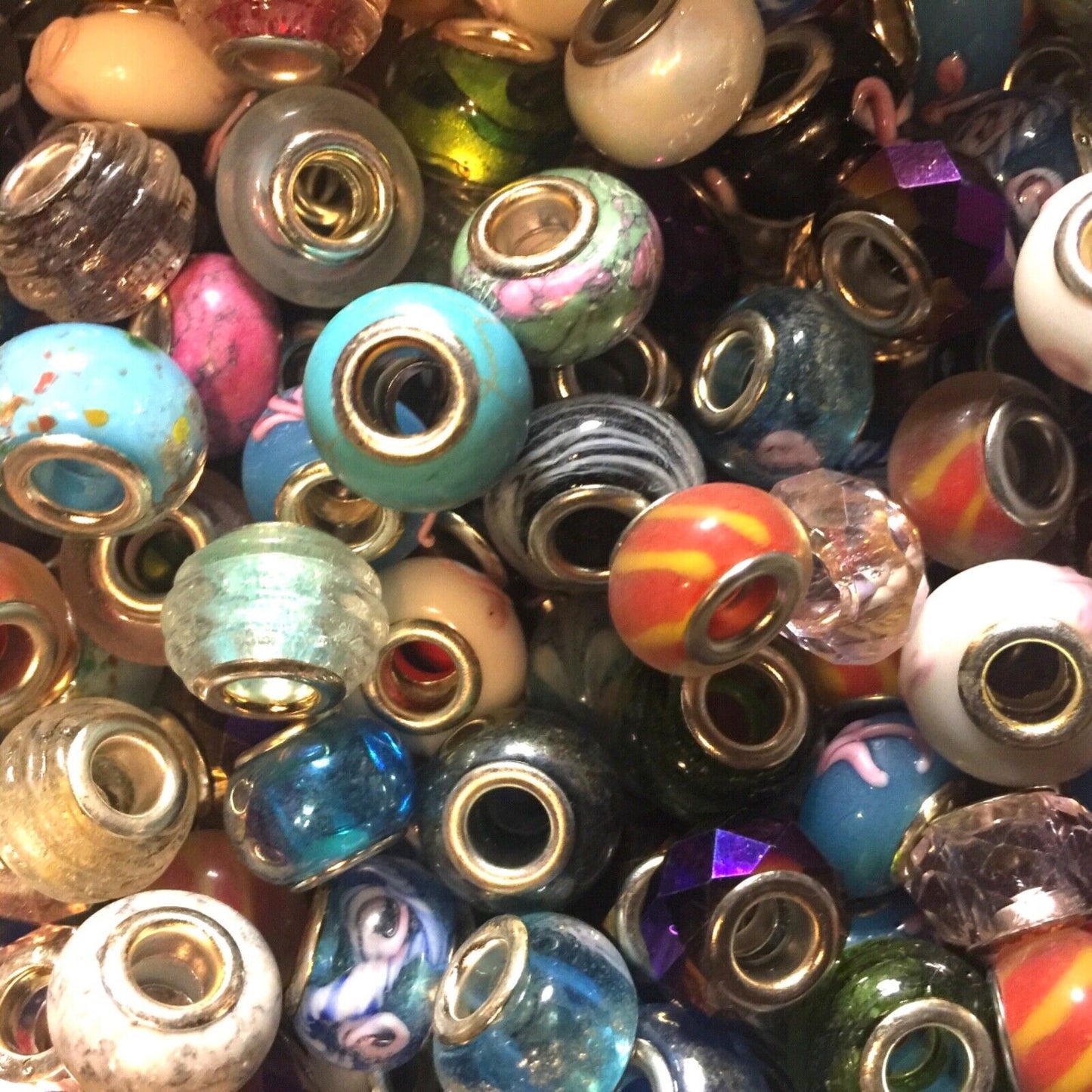 10x Mix Style Acrylic & Resin, Polymer Clay or Glass European Large Hole Bead