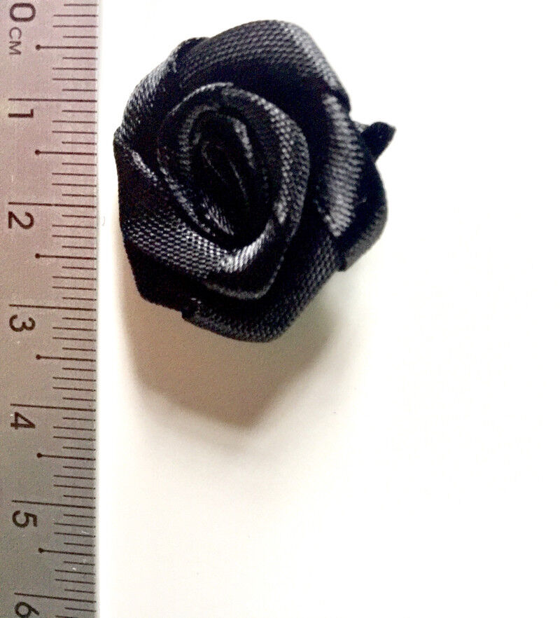 20x Handmade 20mm Satin Rose Flower Ribbon Decoration Applique -Pick Your Colour