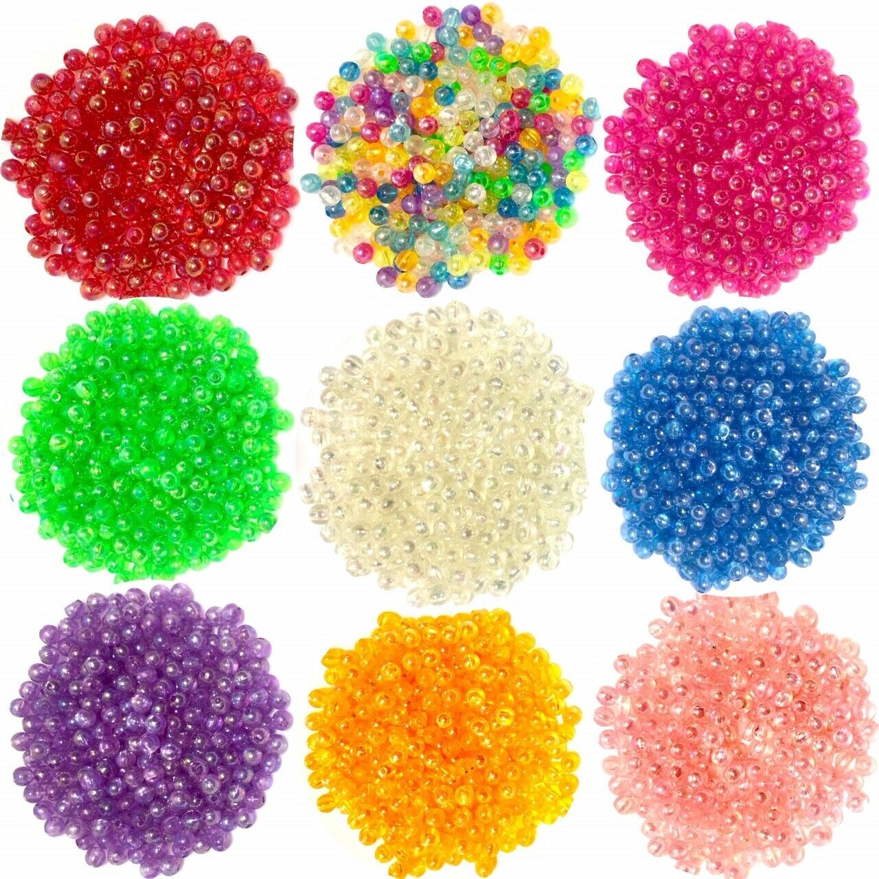 100x Acrylic 8mm Iridescent Coloured Beads - Choose Your Colour