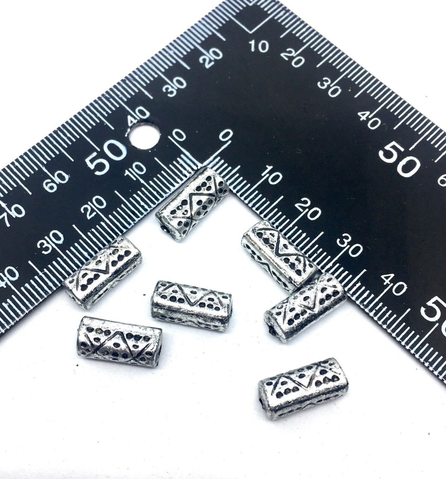 50x Silver 14mm Tubular or Diagonal Shape Spacer Beads for Jewellery Crafting