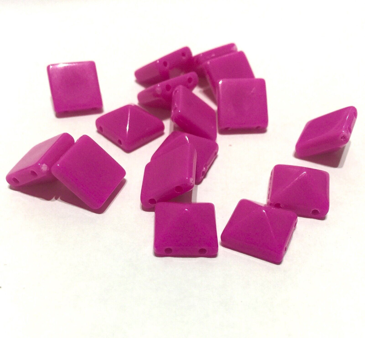 100x Pyramid 10x10mm 2 Hole Flat Back Acrylic Beads for Crafting -Pick Ur Colour