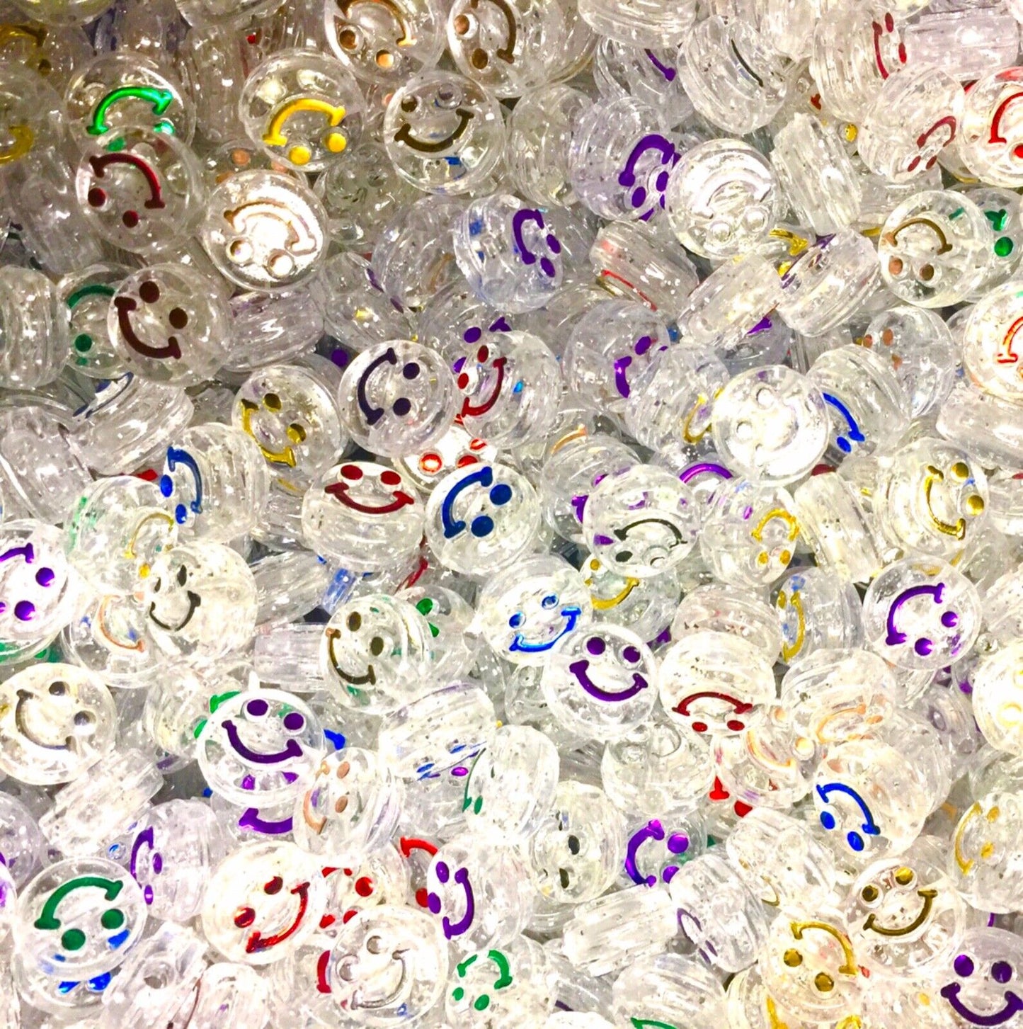 100x Smiling Beads Flat Round Disc 10mmx5mm for Jewellery Making -Pick Your Colour