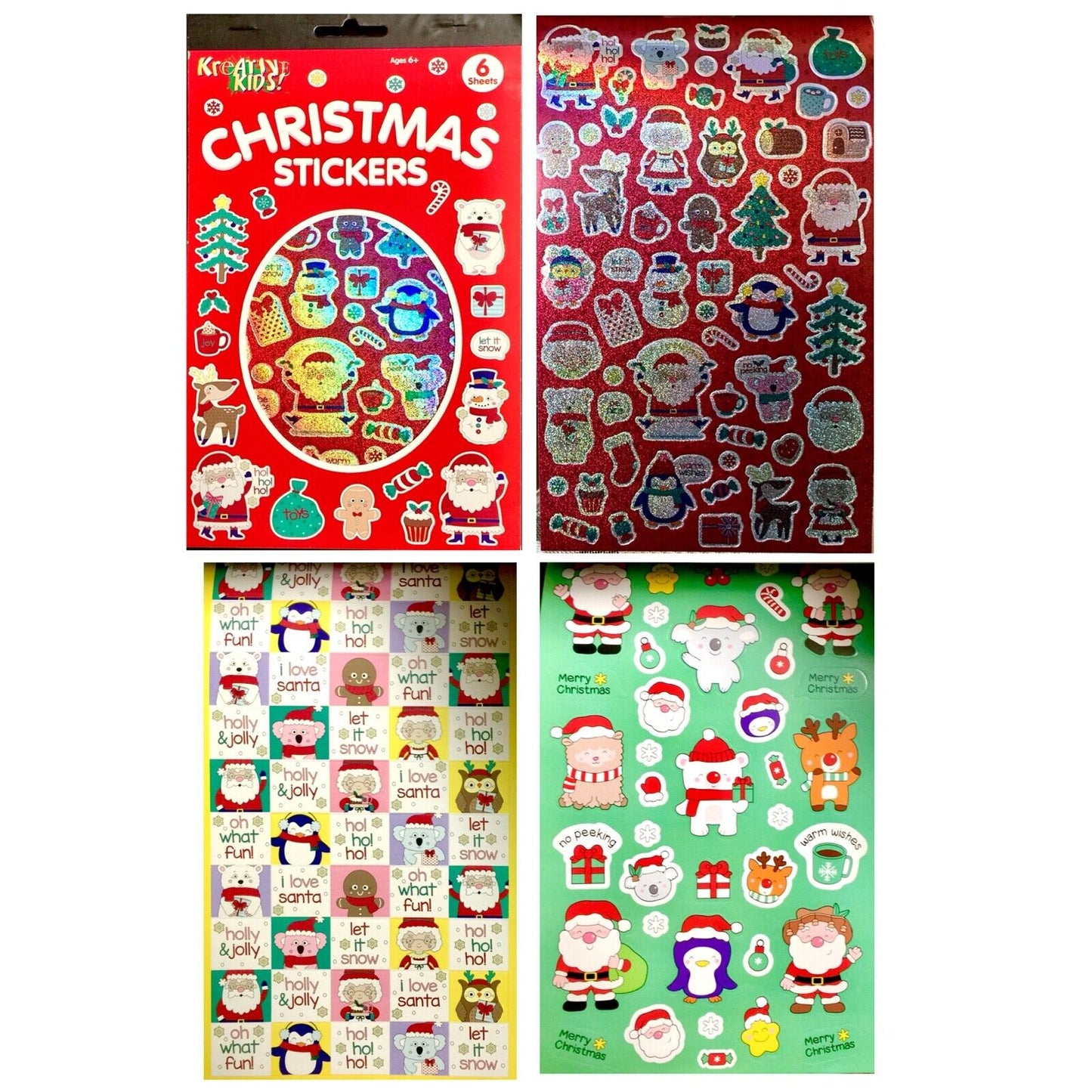 6x Sheet Christmas Holiday Die-Cut Sticker Book - Choose Your Design