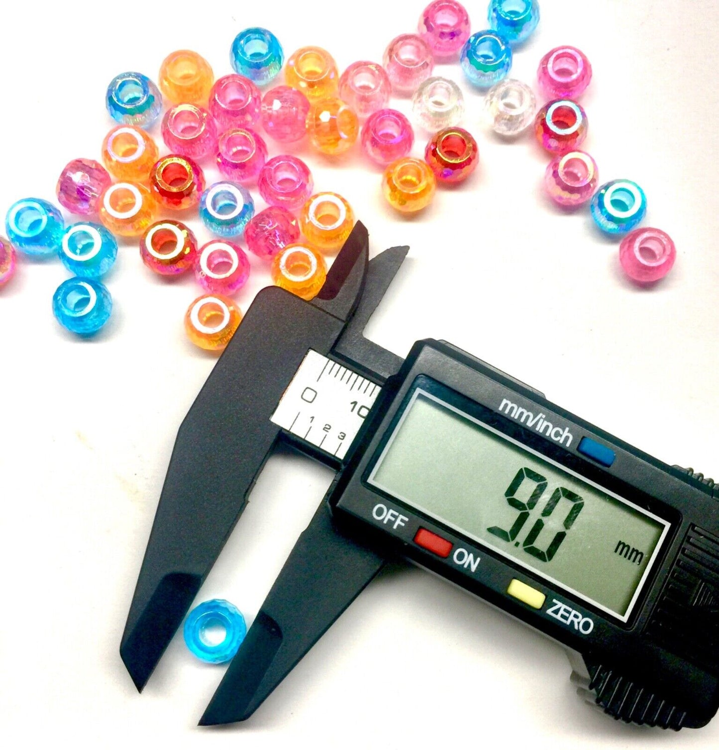 100x Large Hole Faceted Iridescent 9mmx6.5mm Acrylic Beads - Choose your Colour