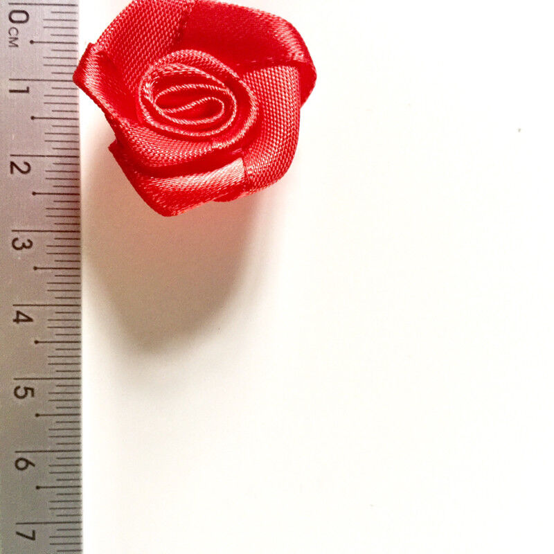 20x Handmade 20mm Satin Rose Flower Ribbon Decoration Applique -Pick Your Colour