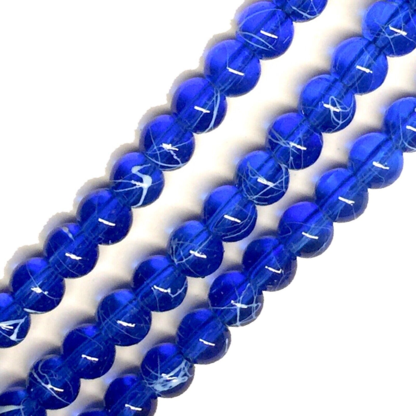 130 pcs 1x Strand Drawbench Painted 6mm Glass Beads for Jewellery Making Craft