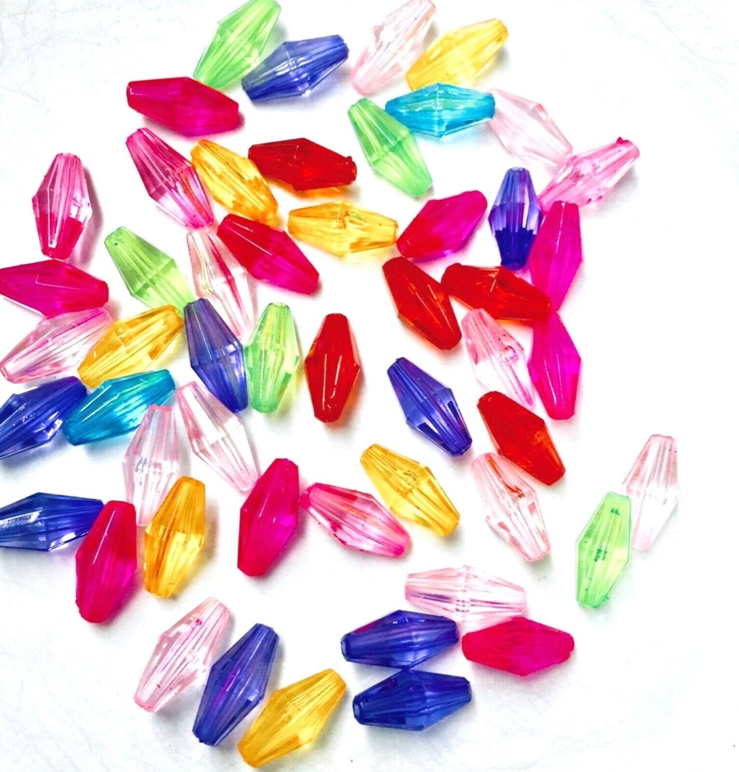 150x Multi Colour Large Bicone Long Acrylic 12mmx5mm Bicone Beads