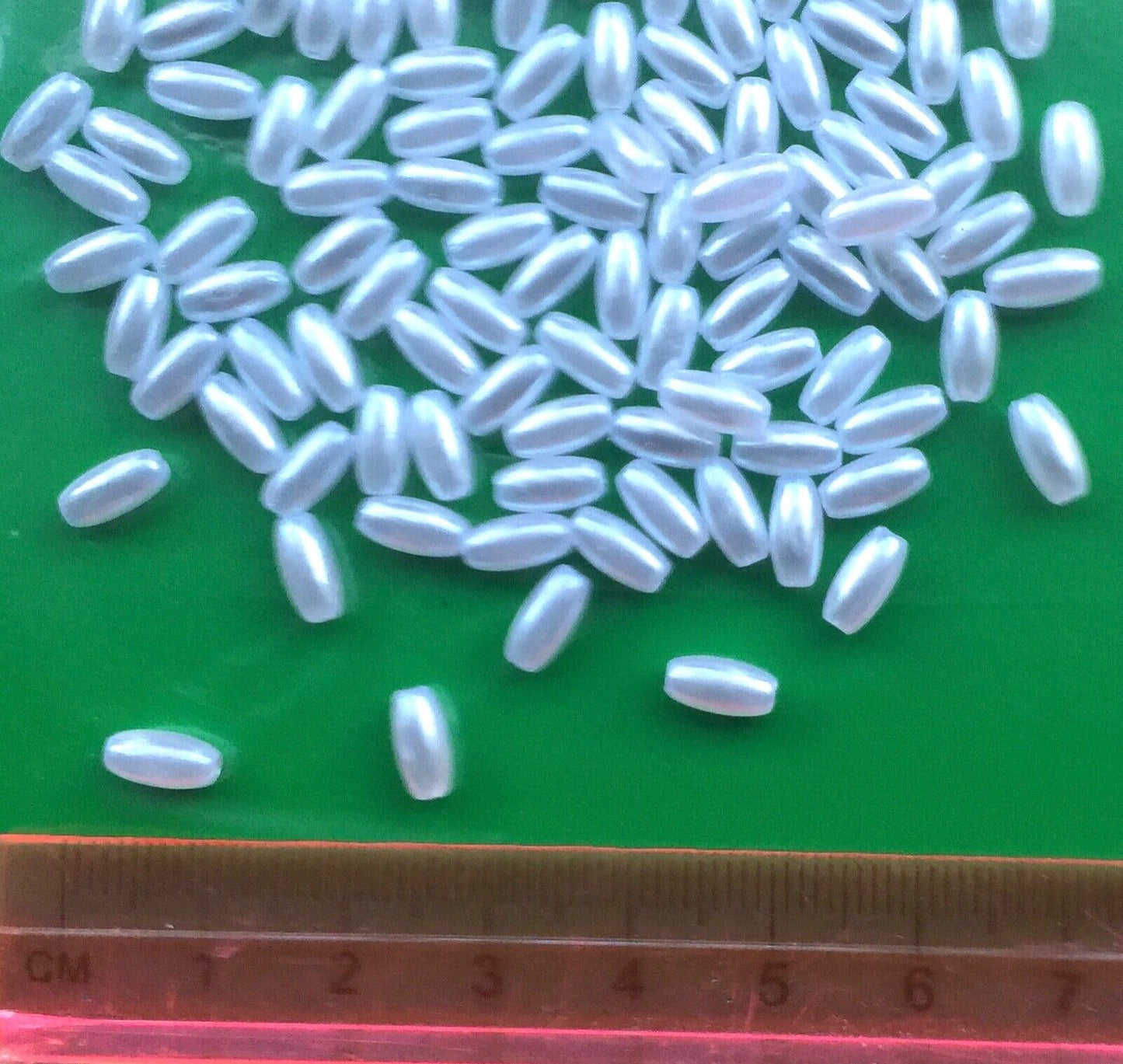 200pcs Rice Pearl 8mmx4mm Acrylic Beads for Jewellery and Sewing Craft