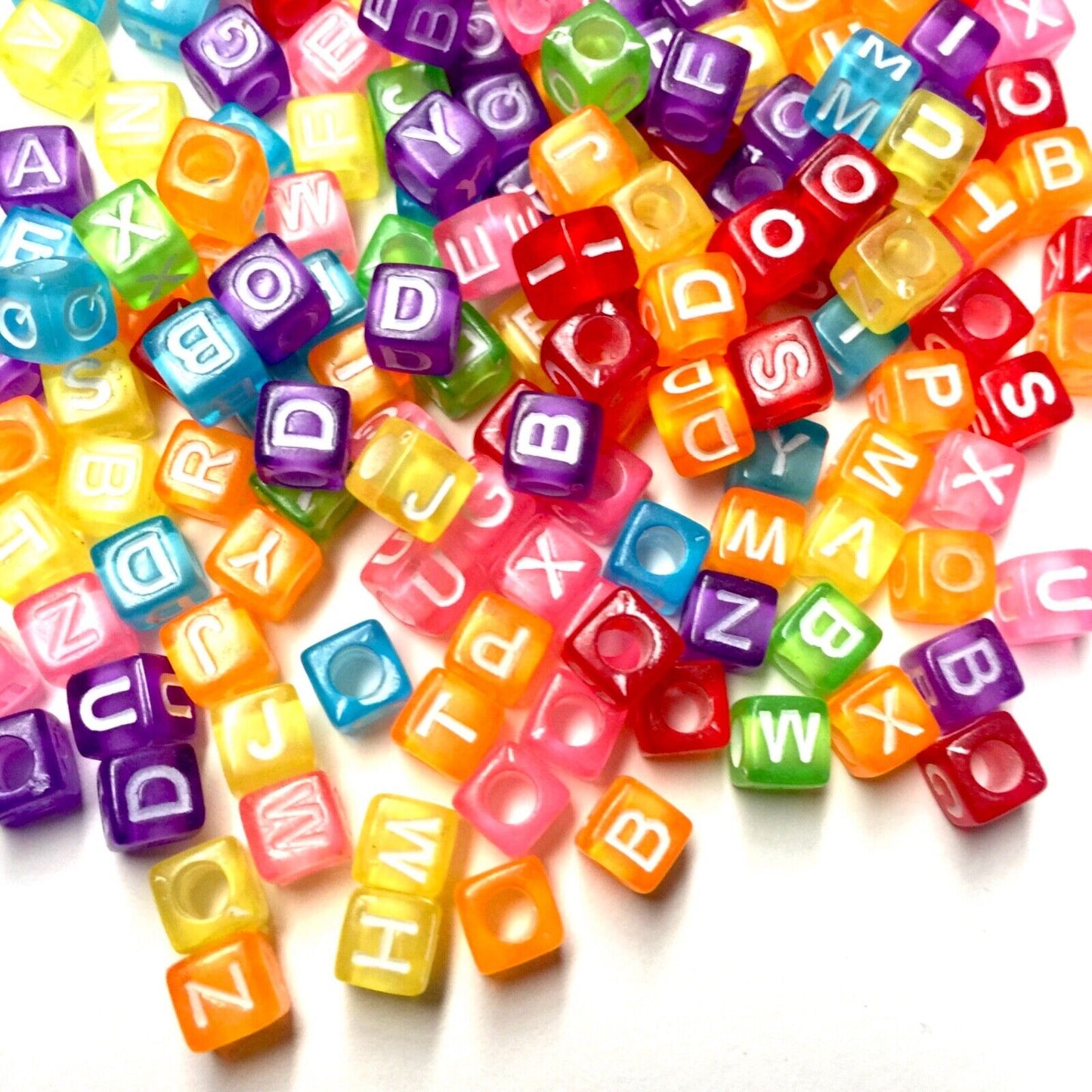 200x Cube Letter Acrylic Beads for Jewellery Making - Pick Your Colour