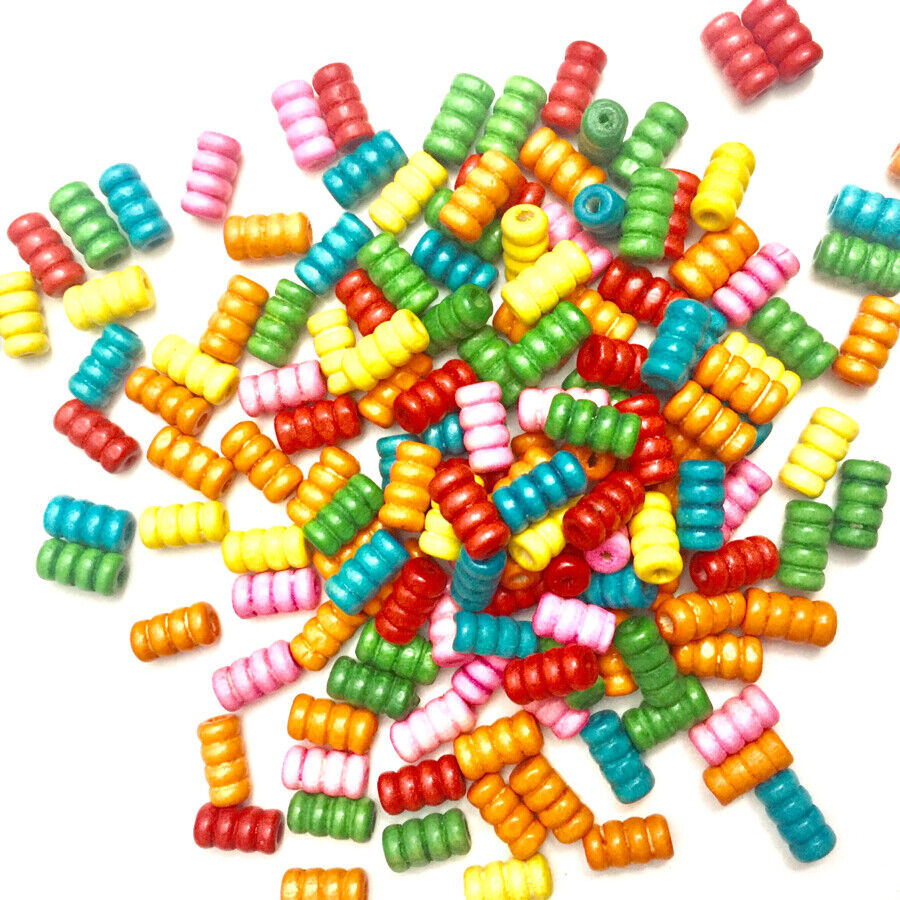 100x Curvy Spiralled Wooden Tube Beads 12x7mm