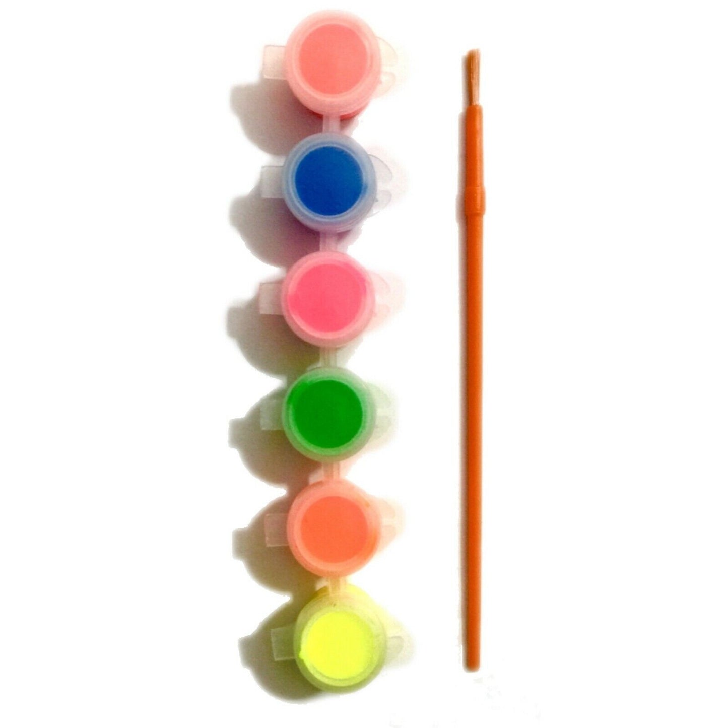 1x Set of 6 Fabric/Textile Mini Paint Pots with Brush - 3 Colour Sets to Choose