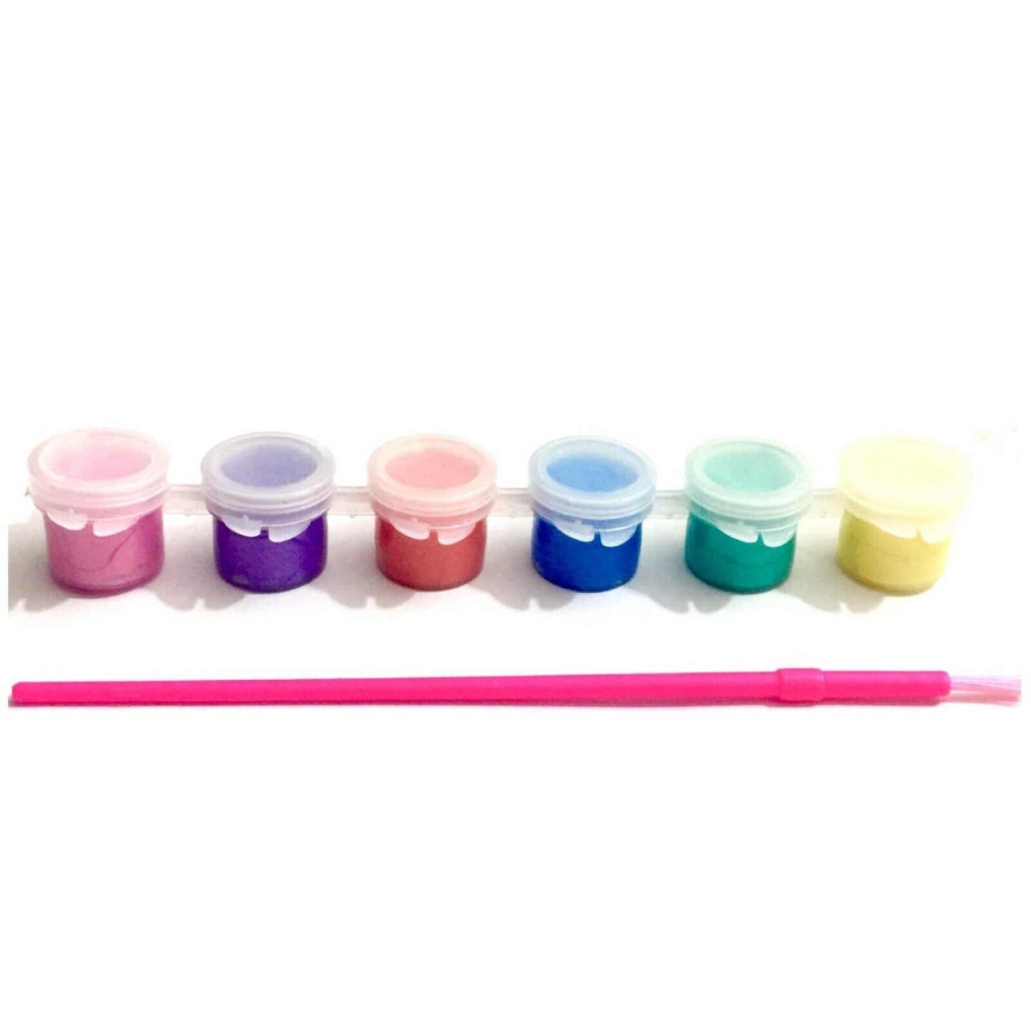 1x Set of 6 Mini Acrylic Paint Pots with Brush - 9 Colour Sets to Choose