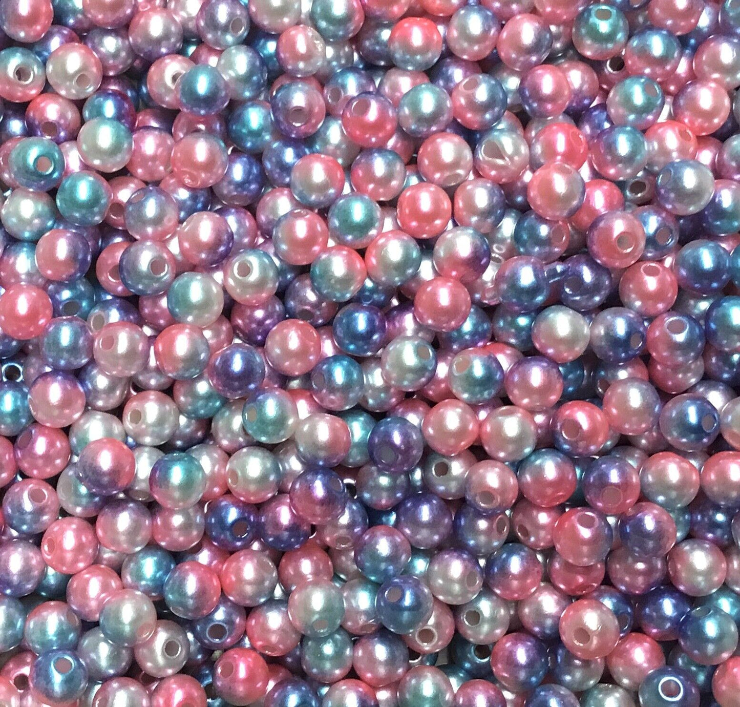150x 6mm Rainbow Mermaid Faux Pearl Beads for Jewellery Craft Making