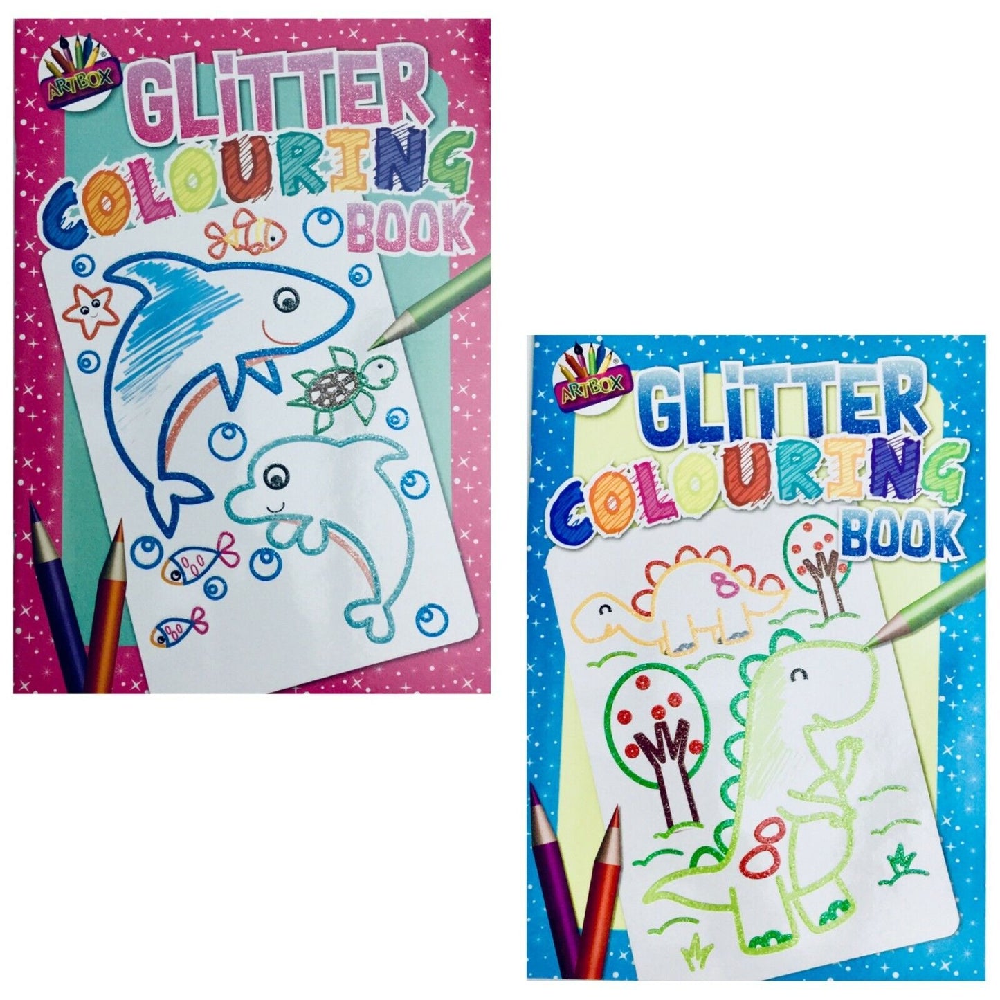 Kids Glitter Colouring Book - 2x Cover Theme to Choose