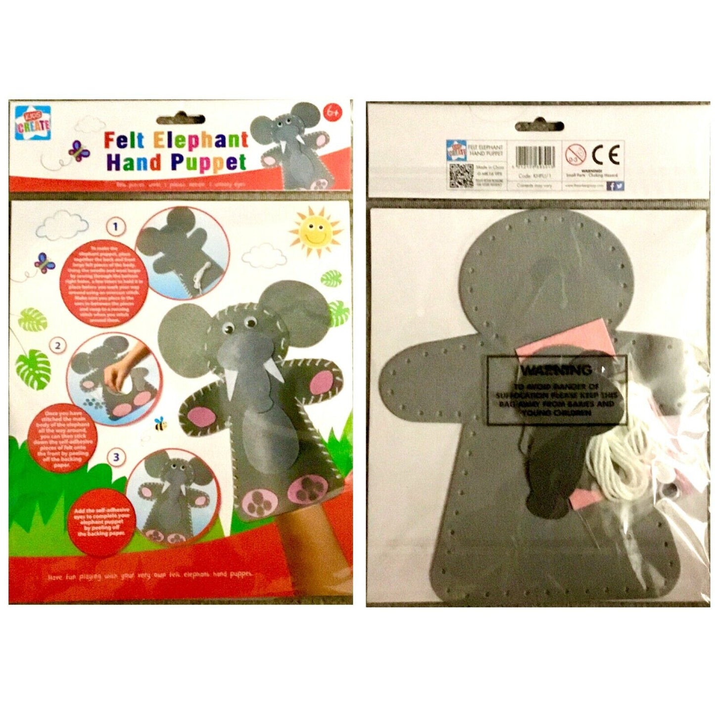 1x Sew Your Own Fabric Felt Animal Hand Puppet DIY Kit